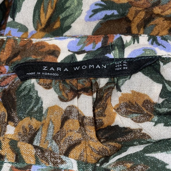 Zara Women’s Oversized Floral Popover Blouse Size XL - Picture 4 of 11